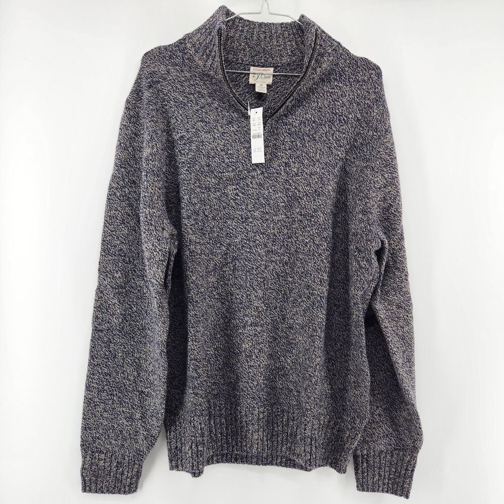 J.Crew Men's Medium Gray Rugged Merino Wool Blend Quarter Zip Sweater NWT